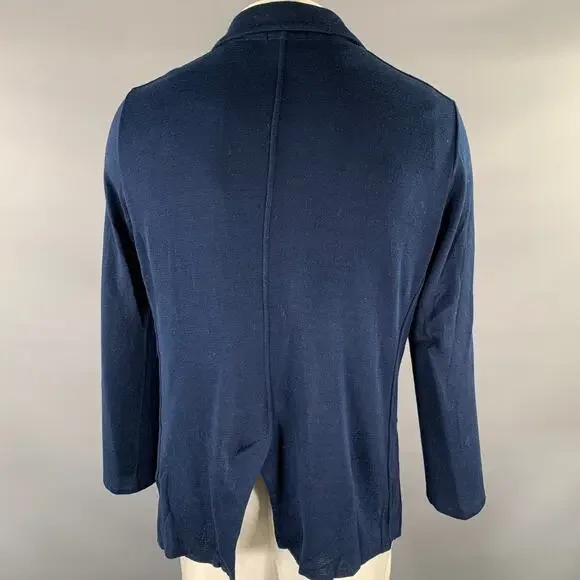 LARDINI Chest Size 44 Navy Heather Cotton Notch Lapel Sport Coat